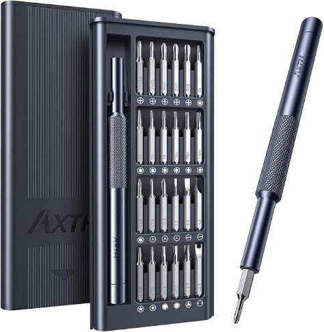 AXTH Small Precision Screwdriver Set Mini Repair Tool Kit 24 Pcs S2 Bits